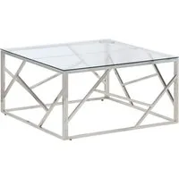 vidaXL Couchtisch Couchtisch Silbern Edelstahl und Hartglas (1-St)
