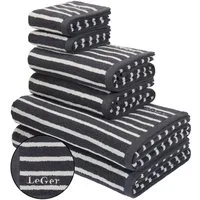 LeGer Home by Lena Gercke Handtuch Set Tamsin, Duschtücher, Handtücher, Gästetücher, Premium 500 gr/m², Frottier (Set, 6-St), mit Logostikerei, 100% Baumwolle, gestreift, weich, 5 Jahre Garantie