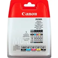 Canon PGI-580BK/CLI-581 BK/C/M/Y Pigment- und Farbstofftinte Multipack Tintenpatrone (Packung, 5-tlg)