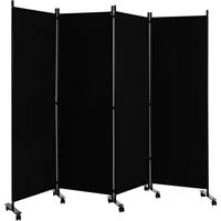 COSTWAY Paravent auf Rollen, 4 tlg., faltbar, Metallrahmen, 225x173cm