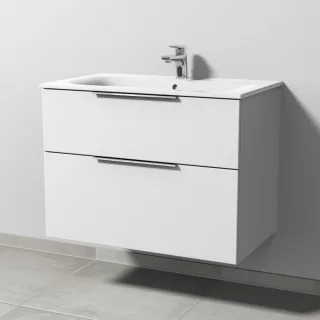 Sanipa 3way Waschtischunterbau zu Geberit Renova Plan Slim Waschtisch mit 2 Auszügen, Weiß-Soft UM68743
