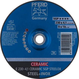 PFERD TOOLS Schruppscheibe E CERAMIC Leistungslinie SG STEELOX für Stahl/Edelstahl - 62100230