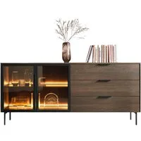 Compleo Schubkastenkommode modern und elegant MARBELA, Kommode mit drei Schubladen, mit Glasfront