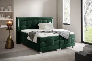 Boxspringbett Elektrisch Bett DORES 140x200cm in Stoff Fresh Flaschengrün