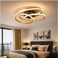 GLOBO LIGHTING LED Deckenleuchte, LED-Leuchtmittel fest verbaut, Warmweiß, LED Deckenlampe Designleuchte Aluminium geschwungen gold D 50 cm