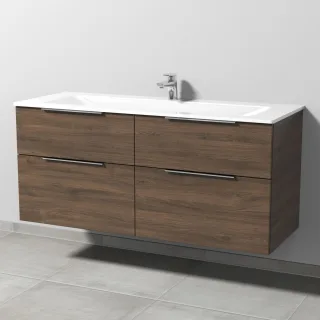 Sanipa 3way Glas-Set Glas-Waschtisch und Unterbau mit 4 Auszügen, Eiche-Arizona UM20780