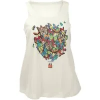 Guru-Shop T-Shirt Tanktop mit farbigem Ethnodruck - creme Butterfly Hippie, Psychedelic, alternative Bekleidung, Festival, Ethno Style