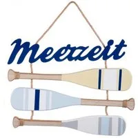 GILDE Wandbild, Maritimes, Maritimes Holzplankenschild Modell MEERZEIT Schrift DUNKELBLAU