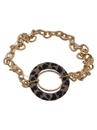 Steuer Modeschmuck Armband Metall 19cm Leoprint