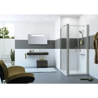 Hüppe Classics 2 Pendeltür 4-Eck C23805087321 90 x 200 cm, silber matt, ESG klar, für Seitenwand