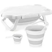 Uzman Babybadewanne Baby Badewanne faltbar mit Liegenetz 4 teilig Baby Wanne