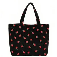 Zaewry Schultertasche Damen-Cord-Tote-Bag, Schultertasche mit Erdbeermuster, geeignet für Schule, Arbeit, Reisen und Einkaufen
