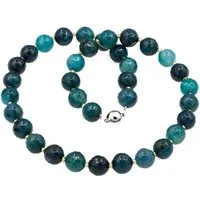 Bella Carina Perlenkette Edelstein Kette mit facettierten Achat Perlen blau, facettierter Achat