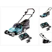 Makita Akkurasenmäher DLM 432 PG2 36 V (2x 18 V) 43 cm + 2x Akku 6,0 Ah + Doppel Ladegerät