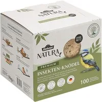 Dehner Natura Insektenknödel, Wildvogelfutter, 100 Stück je 90 Gramm (9 kg) Insekten, Hauptfutter für: Gartenvögel, Wildvogel, Meisenknödel ohne Netz, im Karton, zur ganzjährigen Fütterung