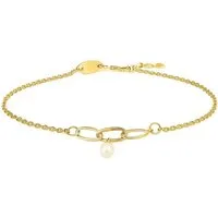 Suzan Gold Charm-Armband 375er Gold Armband – Perlenanhänger, elegant & wasserfest, Gelbgold 375, Länge: 17+2cm