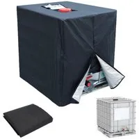 FOUORTUNATE-BEE Solarabdeckplane 1000L Wassertank Abdeckung wasserdicht Staubschutz UV Schutz, Für Regenfass IBC Container Garten Tank Schutz Outdoor Abdeckung