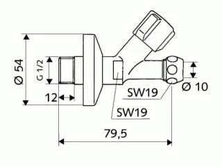 Schell Schrägsitzventil COMFORT 1/2"chrom mit Verlängerung und Rosette 059030699