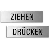 OFFORM DESIGN Hinweisschild Ziehen Drücken Schild 150x40 mm 2er-Set Aluminium Edelstahloptik, (1 St)