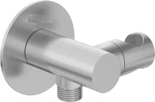 Neuesbad Serie 600 Wandanschlussbogen mit verstellbarem Brausehalter, rund, edelstahl gebürstet NB1NQS_F57K1
