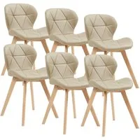 en.casa Esszimmerstuhl, »Älmhult« 6er Set Stuhl 78x47x52 cm Kunstleder Beige