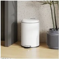 HOMCOM Mülleimer 20L Treteimer mit Deckel Fußpedal Inneneimer Soft-Close-Funktion, für Wohnzimmer, Büro, Cremeweiß, 36 x 30 x 44,5 cm