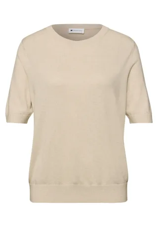Street One - Kurzarm Pullover mit Rundhals smoke beige mel. - Gr. - 44