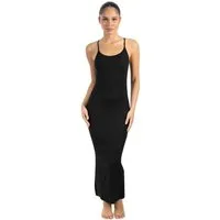 Smilodox Maxikleid Aveline Backless, Figurbetontes Rückenfreies Rippstrickkleid Knöchellanges elastisches Sommerkleid, Alltag & besondere Anlässe