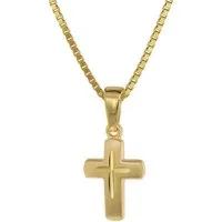 trendor Kreuzkette 75273, Kreuz-Anhänger für Kinder Gold 585 (14 Kt) + Plattierte Kette