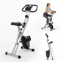 AIMAX Heimtrainer Klappbarer Heimtrainer Fahrrad mit 16 Widerstandsstufen & LCD Display (Leiser Indoor Fitnessbike, Fahrradtrainer, Fitnessfahrrad Hometrainer, 1-tlg., Platzsparend, mit Puls, Kalorien, Distanz & Geschwindigkeit, bis 150kg), mit Komfo