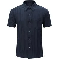 Allthemen Kurzarmhemd Herren Sommerhemd mit 3D Wellenstruktur Freizeithemd Relaxed Fit