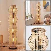 hofstein Stehlampe Stehlampe im skandinavischen Design mit Schirm aus Bambus in Natur, ohne Leuchtmittel, Stehleuchte im Boho-Style mit Lichteffekt und Fußschalter, E27, 110 cm