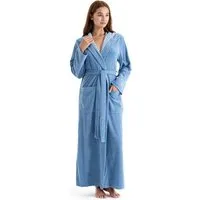 KangaROOS Damenbademantel Dalia, ideal für Sauna & Spa, Standardlänge & Überlänge, Langform, Leichtfrottier, Kapuze, Gürtel, Uni-Farben mit Streifen, Taschen, leicht, XS-3XL, auch in extra lang