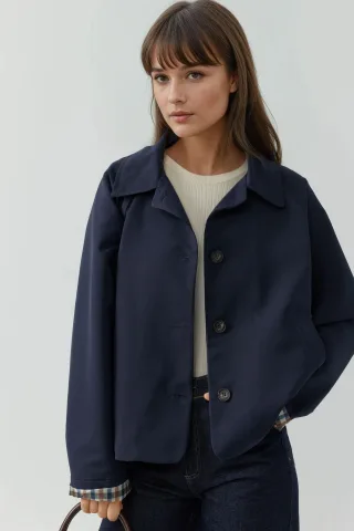 Karo-Futterjacke mit Knopfverschluss