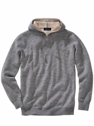 Mey & Edlich Herren Il Silenzio Strickhoodie Grau 54 % Schurwolle, 43 % Baumwolle, 3 % Polyamid