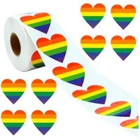 Ware aus aller Welt Sticker 500 LGBTQ+ Regenbogen Herz Sticker 2,5 cm selbstklebend CSD Aufkleber, (500-tlg)