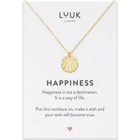 LUUK LIFESTYLE Kette mit Anhänger Muschel, HAPPINESS Geschenkkarte, Geschenkidee