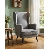 Home affaire Ohrensessel ZILLER, TV-Sessel, frei im Raum stellbar, in Cord und Samtvelours, Holzfüsse mit dekorativen Metallhülsen, Traumhafter Relaxsessel