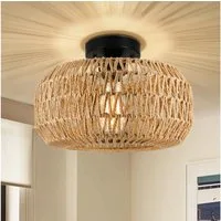 MUPOO Deckenleuchte Deckenleuchte Rattan Hängeleuchte,Pendelleuchte,Boho Deckenlampe, LED fest integriert, für Schlafzimmer Flur Korridor