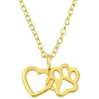 ALEXANDER YORK Kette mit Anhänger HERZ UND PFOTE in Gold, 2-tlg., 925 Sterling Silber