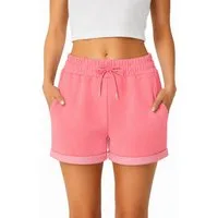 Smith & Solo Sweatshorts Kurze Hose Damen Shorts (1-tlg) Basic, Lycra, umschlagene Beinsaum