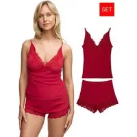 Tazzio Shorty Nachtwäsche-Set F909 (Set, 2 tlg., 1 Stück - Unterhemd & Panty) Ripp-Optik mit Spitzen-Details