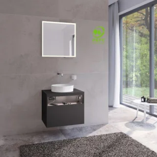 Keuco Stageline Waschtisch-Unterschrank 32853970100 65 x 55 x 49 cm, Dekor Vulkanit, Glas Vulkanit satiniert, mit Elektrik