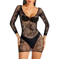 Lovolotti Bodystocking-Ouvert Transparenz Bodystocking Netz Nylon LO-L84 Offener Damen Reizwäsche Spitzen Unterwäsche Dessous