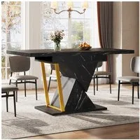Flieks Esstisch (110-140x80x76 cm, 1-St., 1 Tisch), ausziehbarer Küchentisch rechteckig Schreibtisch Bürotisch Marmoroptik
