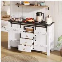 Flieks Kommode mit 3 Schubladen und Schiebetüren weiß (B120/T40/H80 cm, 1 St., Schrank für Wohnzimmer, Esszimmer und Schlafzimmer), Sideboard Buffetschrank Mehrzweckschrank Holzschrank weiß
