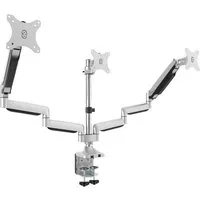 RICOO Monitor-Halterung 3 Monitore Tischhalterung höhenverstellbar schwenkbar neigbar TS9911, (bis 27 Zoll, VESA 75x75 und 100x100, 1-tlg., min. 1 Kg - max. 7 kg, von 32-68 cm (13"-27) Bildschirm-Diagonale, Neigbar +/-90°, Schwenkung des Monitor-Stän