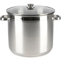 BURI Kochtopf Edelstahl-Kochtopf 20 Liter mit Glasdeckel Suppentopf Gulaschtopf, Edelstahl
