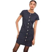 LIPSY Strickkleid Lipsy Kurzärmeliges, geknöpftes Bouclé-Etuikleid (1-tlg)