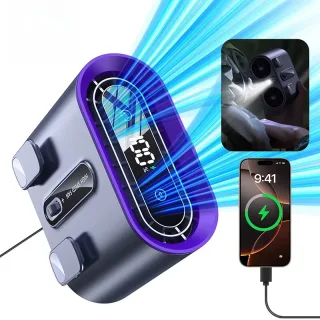 Dual Air Duct Waist-hanging Fan 100 Speeds Wind Clip 6000mAh Rechaegeable Air Cooling Brushless Fan Light Outdoor Lanyar